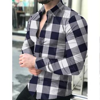 Мъжка риза с дълъг ръкав, жилетка с дигитален печат и тънък ревера, мъжка риза с дълъг ръкав, мъжки дрехи