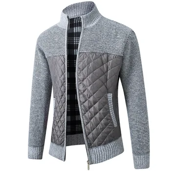 Мъжки пуловер 2023, есен-зима, нова мъжки яке, приталенная яке с цип с висока яка, мъжки однотонная дебела топло яке, мъжки дрехи