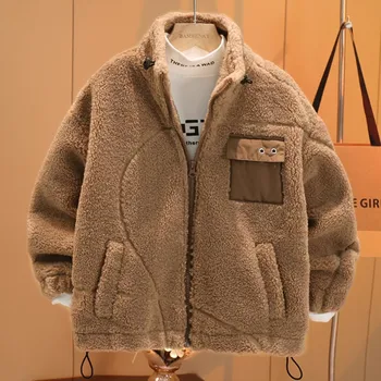 Нова яке за момчета, детски палта от гъсто руно, детски връхни облекла, есен-зима 2022-W040A