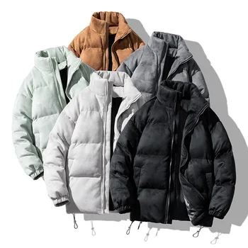 Новост зимата 2023 година, ретро-пуховик, однотонное палта в различни цветове, топло палто Оверсайз, градинска облекло, мъжко яке от изкуствена велур