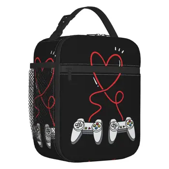 Носталгия гейм контролер, чанта за обяд от сърце, женствена чанта за видео игри, игри термохолодильник, кутия за Bento, училищни кутия