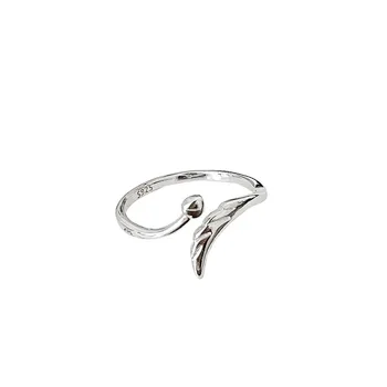 Отворен пръстен с ириса от сребро S925, женски лесен луксозен малък дизайн, нежен пръстен в стръмен стил, модни универсална дреха за ръце