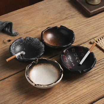 Пепелник в японски стил, керамичен пепелник с лилав пясък, масичка за кафе за вкъщи, малко портсигар за цигари, пепелник за ресторант в ретро стил