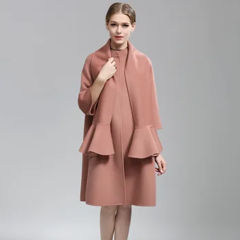 Полушерстяное палто дамско кашемировое зимно дамско дълго луксозно палто дамско зимно 2018 женски смесовое палто AA4327