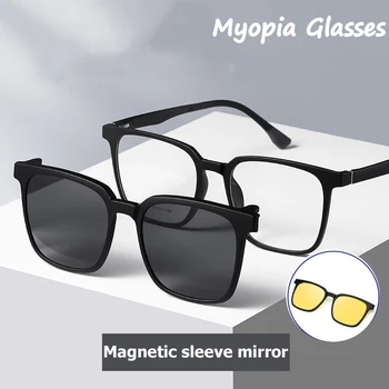 Поляризирани магнитни огледално мъжки слънчеви очила с магнит за късогледство, адсорбционные очила за нощно виждане, готови очила