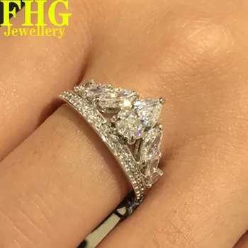 Пръстен от злато 14К Au585 DVVS1 с муасснитовым диамантен пръстен, пръстен за сватбени партита, годежен пръстен на годишнина от сватбата, модерен пръстен