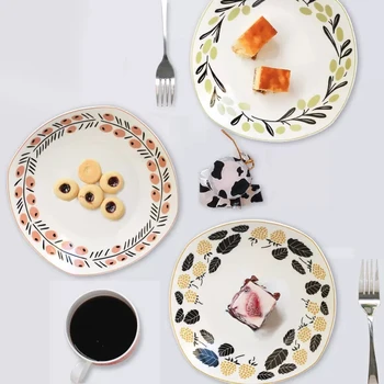 Различни творчеството на японското домашно квадратна чиния от костен Порцелан, суповая чиния дълбока чиния ориз, плодови чиния, комплект керамични прибори за хранене