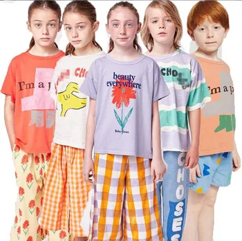 Разпродажба! ! Лятна детска тениска Bebes B. C, тениски Bobos с къс ръкав, детски тениски с анимационни герои, блузи за момичета и момчета, дрехи за избор, халат за баня