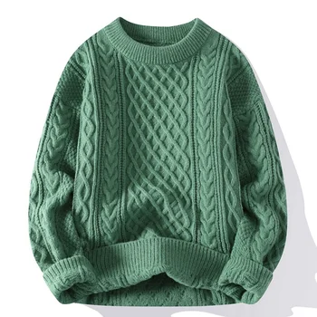 Реколта пуловери, мъжки пуловери, с кръгло деколте, мъжки пуловери, джъмпери, зелена модни дрехи, есенно-зимни блузи, мъжки блузи crochet
