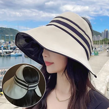 Рибарска шапка Лека защита от uv Летните слънчеви шапки с широка периферия Мека солнцезащитная шапка Модни дамски спортни Сгъваема Е на горния капак