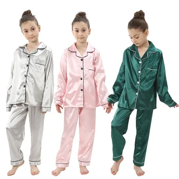 Розови сатенени Пижамные комплекти за момичета, Детски нощници от 2 теми, Дрехи за почивка, Копринени Пижами за момчета, Нощни ризи за тийнейджъри, дрехи за сън за деца от 2 до 14 години