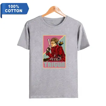 Тениска с аниме Trigun паническо бягство, 100% памук, дамски мъжка тениска с кръгло деколте, летни дрехи в стил харадзюку с къс ръкав