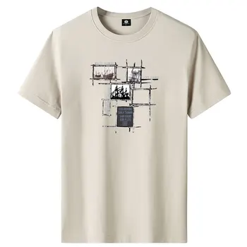 Тениска с къс ръкав, мъжки лятна мъжка тениска 2022, Ежедневни Тенденция е Нова Свободна Риза с къс ръкав, тениска с принтом, четырехсторонние върховете в мрежата