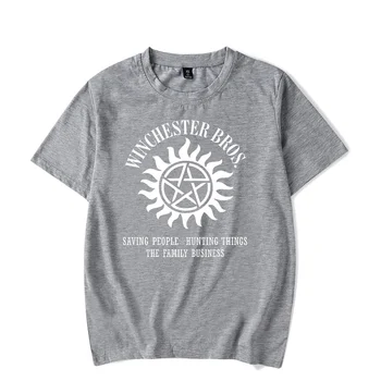 Тениска с надпис USA Movies S-Supernaturals, летни модни ежедневни памучни тениски с къс ръкав, готина тениска с графичен принтом
