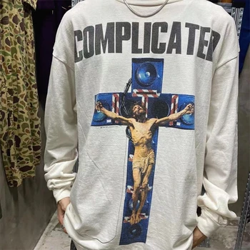 Тениска с принтом Св. Михаил на Исус и кръста, мъжки, женски, 1: 1, фланелка с дълъг ръкав за по-добро качество, потници, тениска