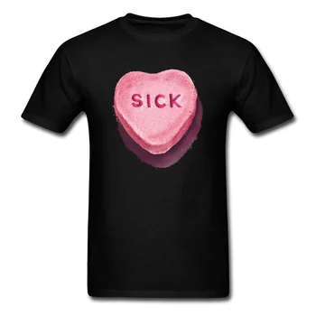 Тениска Сърце Sick Valentine, Мъжки t-shirt Тениска за Деня на Влюбените, Новост 2018, 100% Памучни Тениски, Черни Дрехи, Директна Доставка