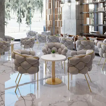 Трапезария стол в скандинавски стил, Домашен Модерен Прост Стол за приготвяне на чай с мляко, кафе-сладкарница, ресторант, Луксозно кресло за отдих с облегалка премиум-клас