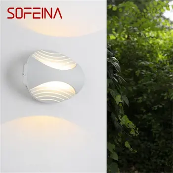 Улично осветление стена SOFEINA, модерна бяла водоустойчива led лампа за дома, веранди, тераси, двор вили