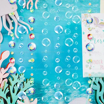 Цветна окачена под морското мехур висулка, Щастливо лято, темата Русалка, декор за парти в чест на рождения ден, украшение от дълбоките мехури, полза за децата