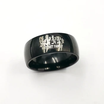 Черен пръстен Juggalo с логото на ПМС Hatchetman Family от неръждаема стомана за жени и мъже 8-12 години#