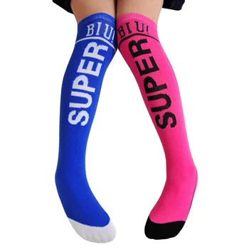 Чорапи до коляно с букви за момичета и момчета, супер Модерни детски памучни чорапи за момичета от 3 до 12 години