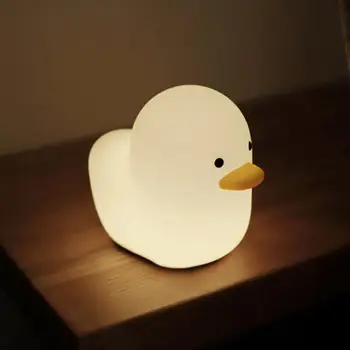 Чудесен лека нощ малка странична лампа бял цвят с очарователен външен вид, декоративни сладък лека нощ, нощна лампа с анимационни патица