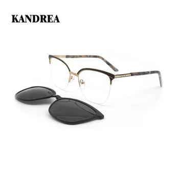 KANDREA, модни очила в рамки, дамски поляризирани очила на клипсе, маркови дизайнерски vintage слънчеви очила по рецепта на късогледство GD9004