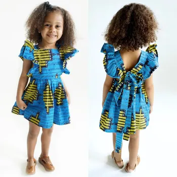 Дрехи за Малките Момичета, Детски Принцеса рокля в Африка Традиционен Стил За Момичета, Рокля с Квадратна Яка и отворен гръб в Анкара