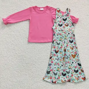 Лидер в продажбите на детски дрехи с бантиком отзад, детска розова пролетно облекло, комплекти за момиченца