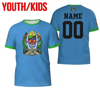 Младежки детски потребителски номер име, Флаг на страната Танзания, 3D тениски, дрехи, тениски за момчета и момичета, тениски, потници, подарък за рожден ден, размерът на САЩ