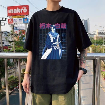 Тениска с Аниме Harajuku BLEACH Kuchiki Бякуя За Мъже И Жени, Стръмни Върхове с Шарките на Манга, Лятна Памучен Тениска, Пуловер